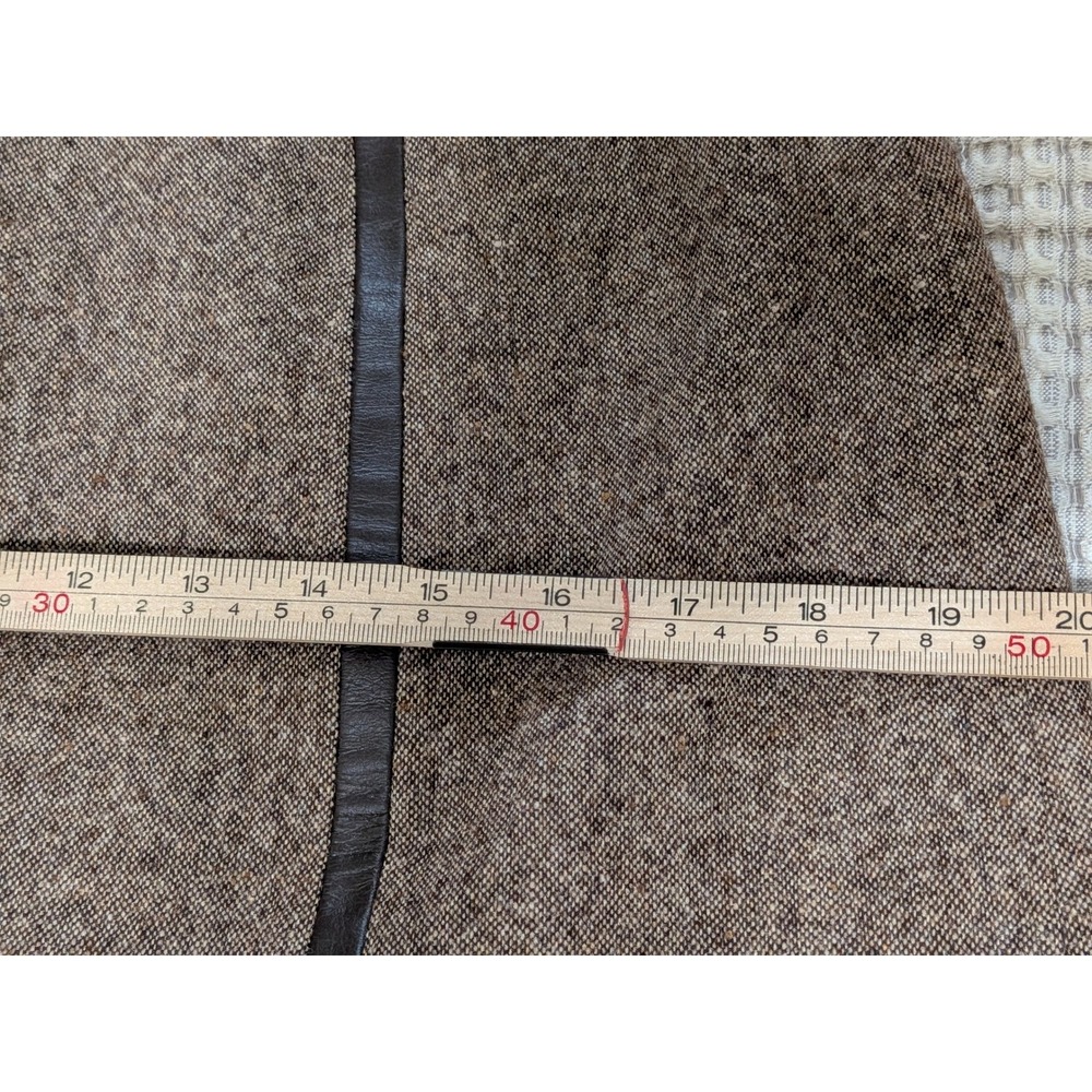 Vintage Pendleton Wool A-Line Skirt Brown Leather Trim Made in USA Size 10 - Picture 6 of 10